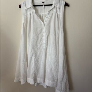 We The Free White Sleeveless Button Henley Tunic